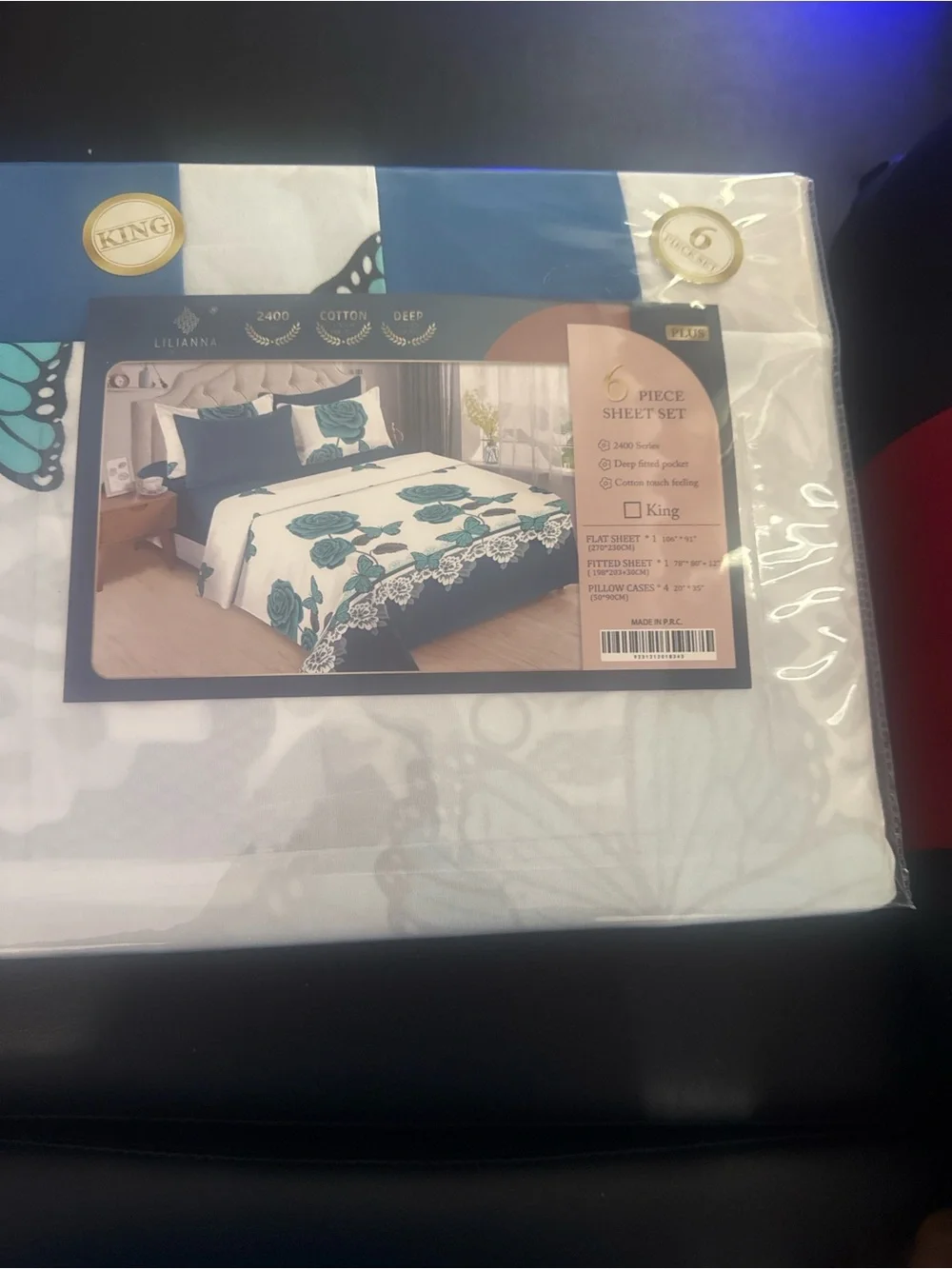 Piper Teal and White Floral Cotton Sheet Set - King
